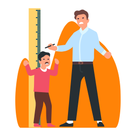 Un parent mesurant son enfant